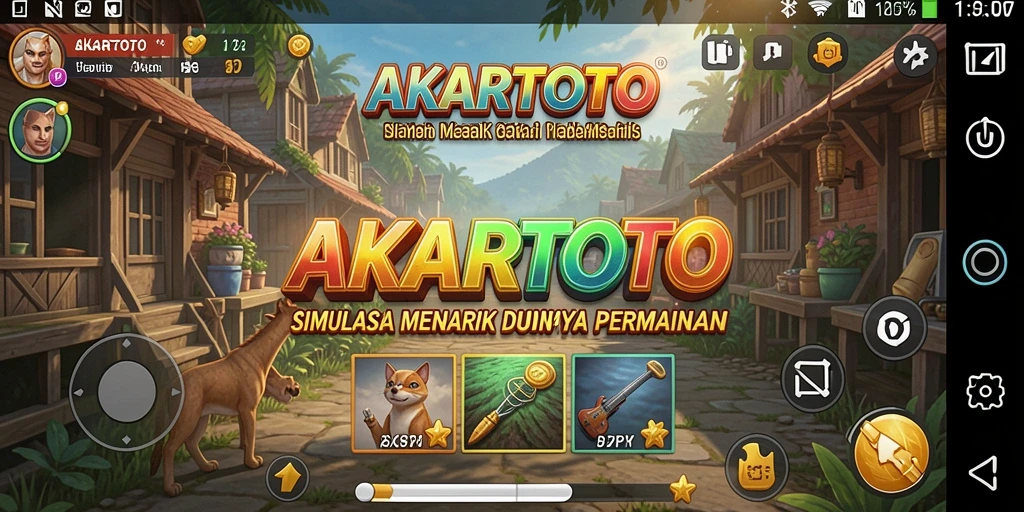 Tampilan gameplay AKARTOTO yang penuh warna dan menarik.
