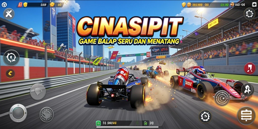 Screenshot CINASIPIT menampilkan aksi balapan yang mendebarkan.