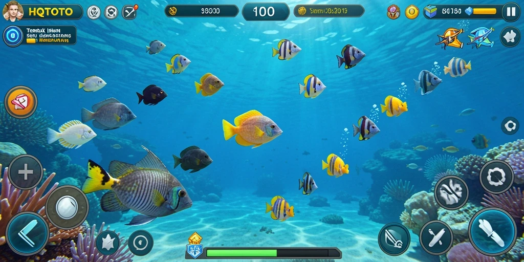 Tangkapan layar gameplay HQTOTO menampilkan aksi menembak ikan yang mendebarkan.