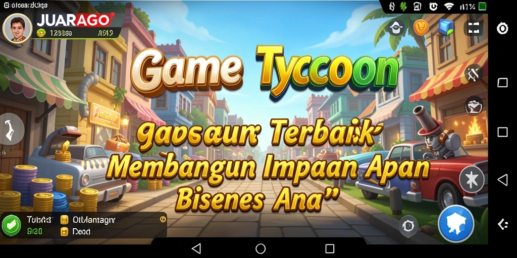 Screenshot utama JUARAGO menampilkan pemain mengelola bisnis Tycoon.