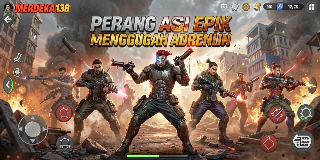 Tampilan gameplay seru MERDEKA138 saat pertempuran sedang berlangsung.