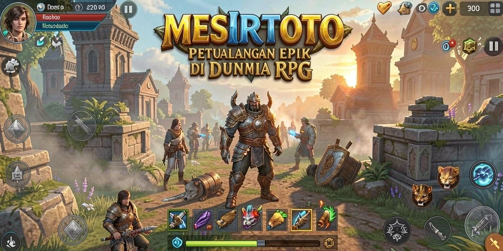 Tampilan dinamis dari gameplay petualangan RPG di MESIRTOTO.
