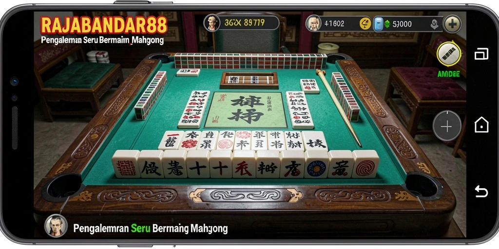 Screenshot permainan RAJABANDAR88 dengan tampilan menarik saat bermain Mahjong.